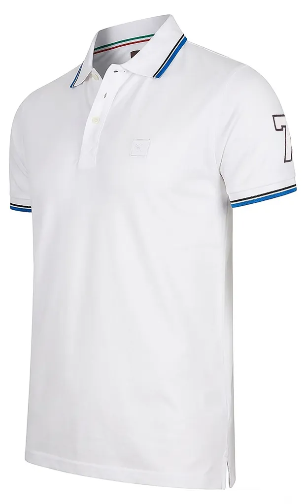 Polo Blanc avec Applique Italia en Coton Piqué Taille XL Confortable