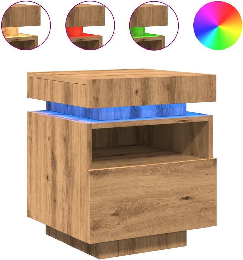 Noční stolek s LED osvětlením dub artisan 40 x 39 x 48,5 cm Obrázek produktu 