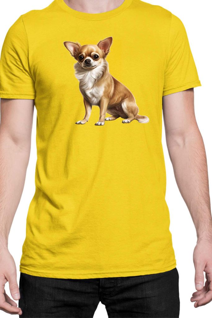 Herren T-Shirt Dogs Breeds Chihuahua Dog Breed 006, Man XL / Gelb