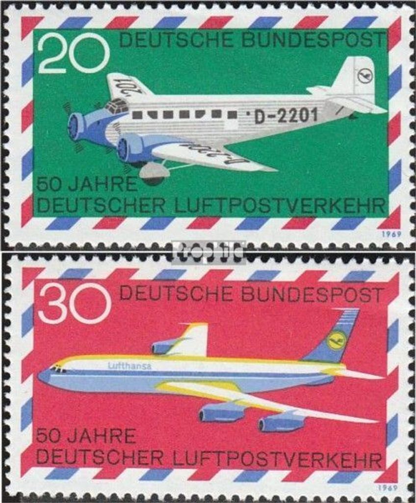 Briefmarken BRD (BR.Deutschland) 1969 Mi 576-577 (kompl.Ausg.) FDC 50 Jahre deutscher Luftpostverkehr
