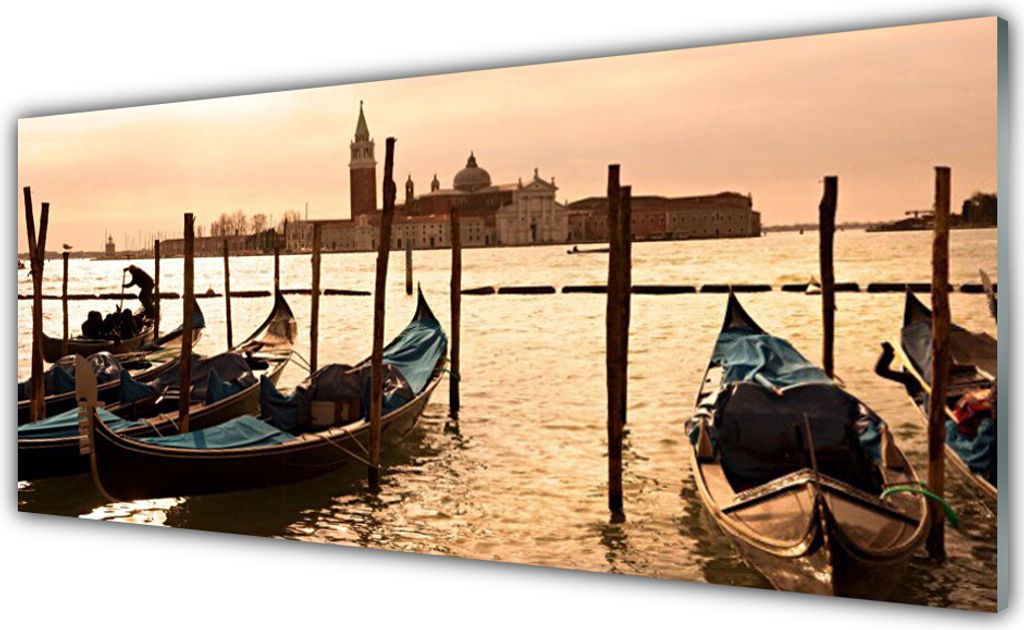 Glasbilder 125x50 Wandbild Druck auf Glas Boote Meer Landschaft