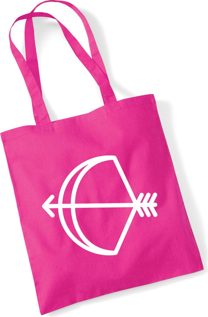 Huuraa Jutebeutel Schütze Sternzeichen Symbol 10 Liter Fuchsia Baumwolle Tasche Geschenkidee