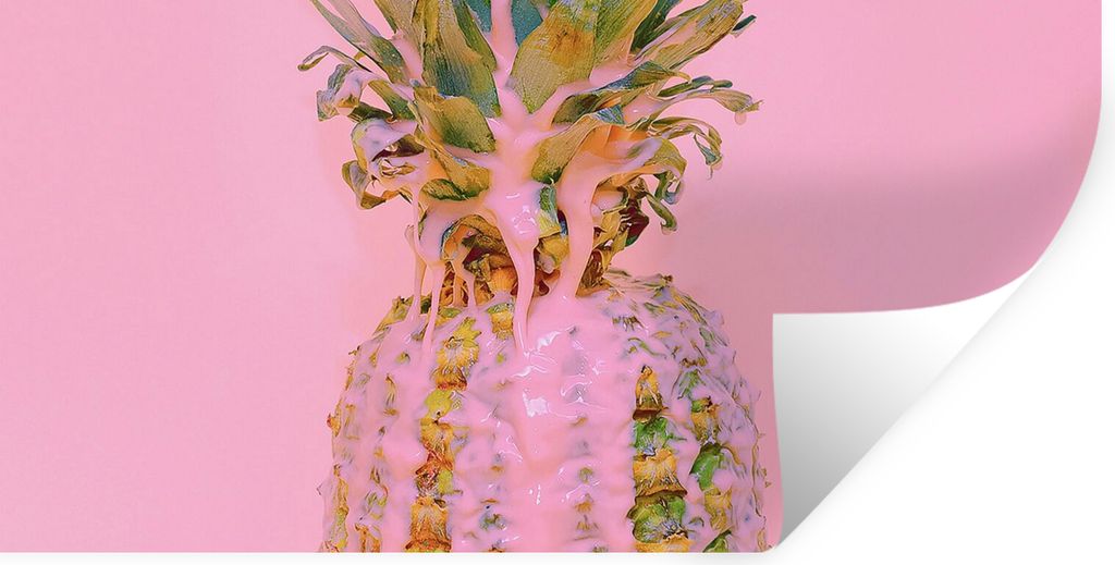 MuchoWow Wandtattoo Wandsticker Wandaufkleber Farbe - Ananas - Rosa - Sommer 40x20 cm Selbstklebend und Repositionierbar - Aufkleber