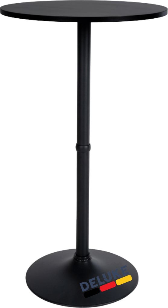 DELUKE Stehtisch rund Ø 60cm BERLI - Aluminium Gestell | Bistrotisch Gastro Bartisch rund Hoher Tisch Hochtisch, 108x60cm HxB, Schwarz-Schwarz