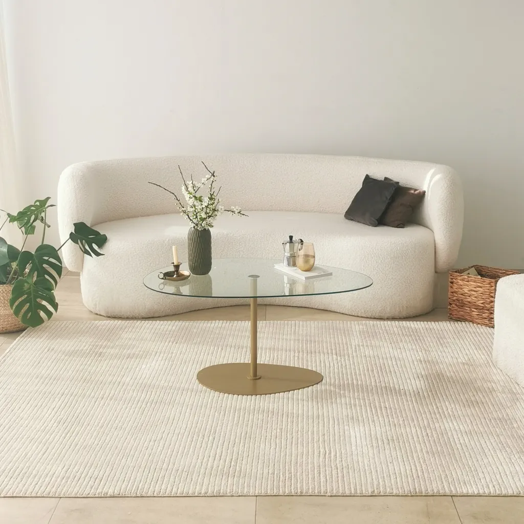 Table basse Skye Decor Porto en verre trempé transparent 90x60x40cm