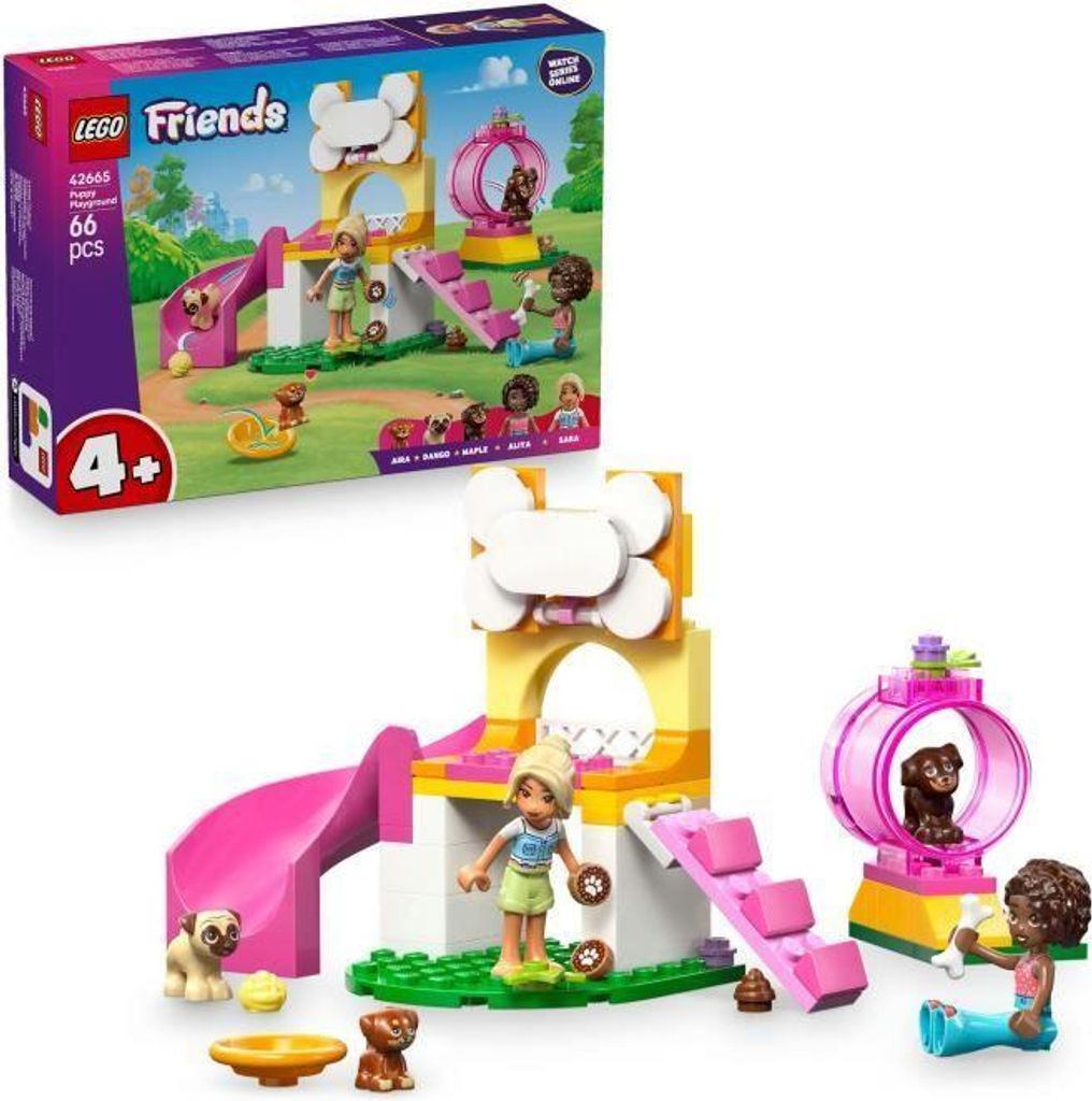 LEGO Friends Welpenspielplatz 42665, Kreatives Spielzeug ab 4 Jahren, 2 Mini-Puppen, 3 Welpen, Rutsche