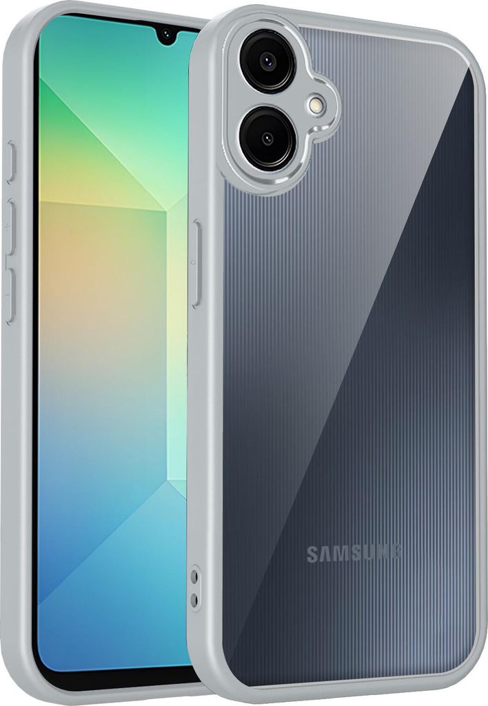 Hülle für Samsung Galaxy A06/A06 5G Transparente Rückseite TPU Bumper Stoßfest Handyhülle Grau