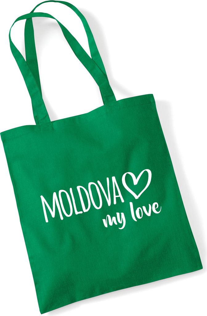 Huuraa Jutebeutel Moldova my love 10 Liter Kelly Green Baumwolle Tasche Geschenkidee