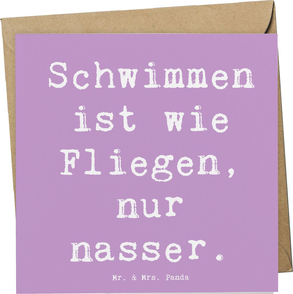 Mr. & Mrs. Panda Grußkarte Spruch Schwimmen wie Fliegen - Lavendeltraum - Geschenk, Sportler Geschenke, faltkarte, Freiheit, Wassersport, Klappkar...