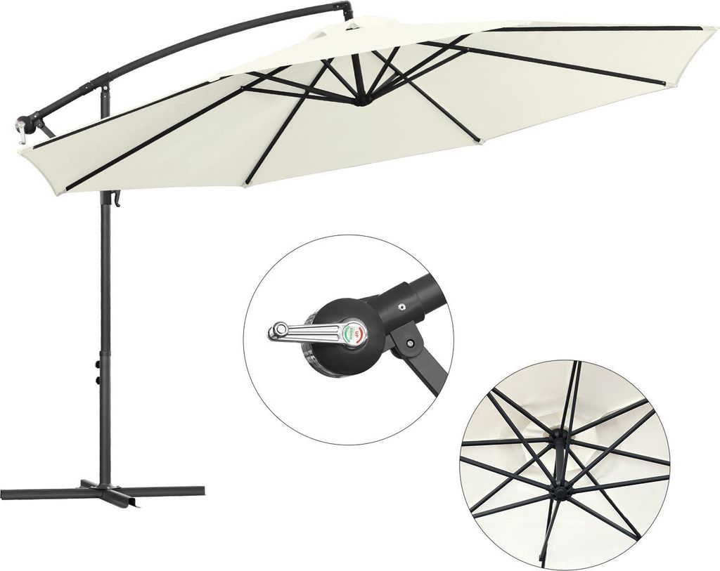 Faziango Sonnenschirm 3.5m Creme – Extra großer Gartenschirm für Terrasse & Familienbereich