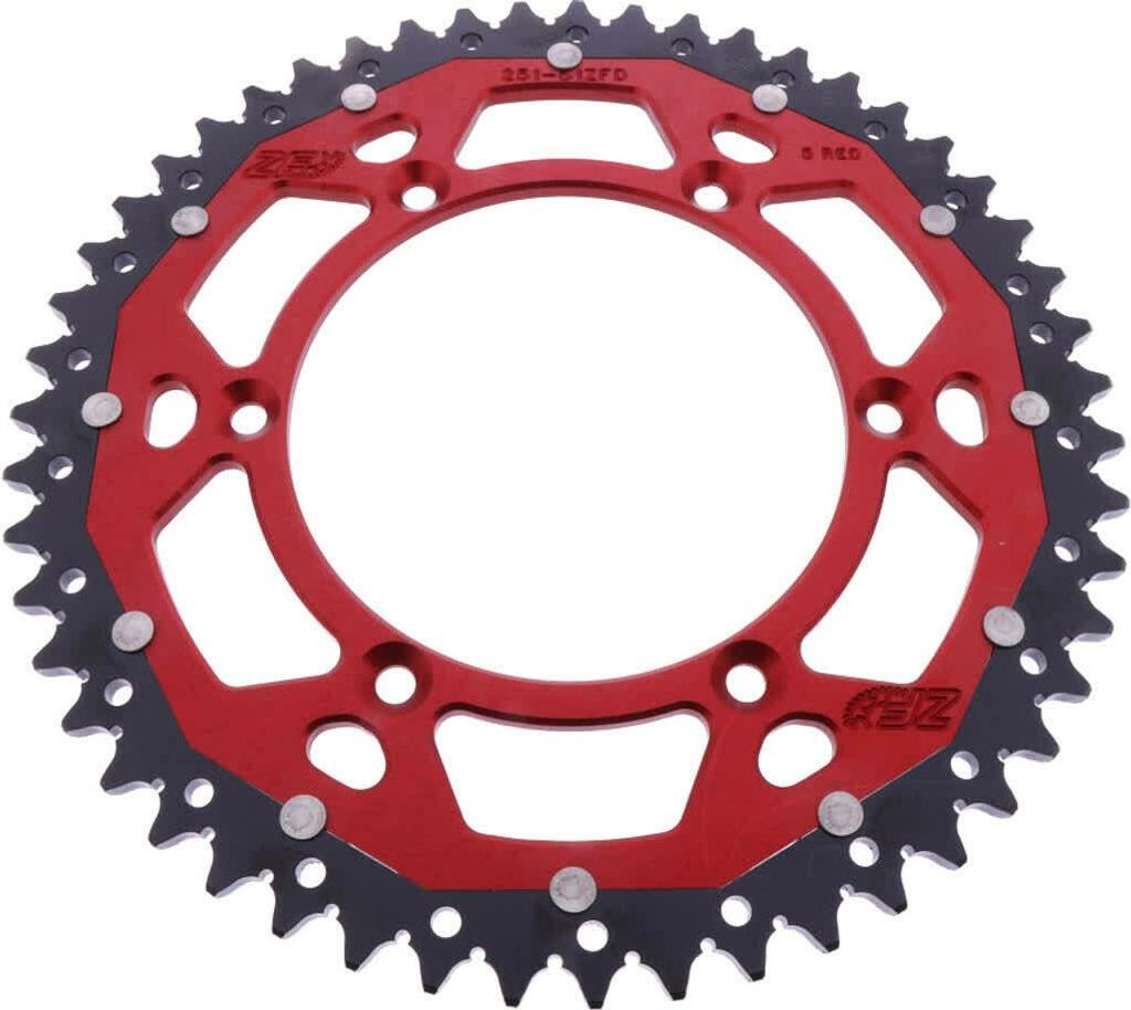 ZF Krone 51 Zähne Teilung 520 Rot Schwarz Dual ZFD-251-51-ROT