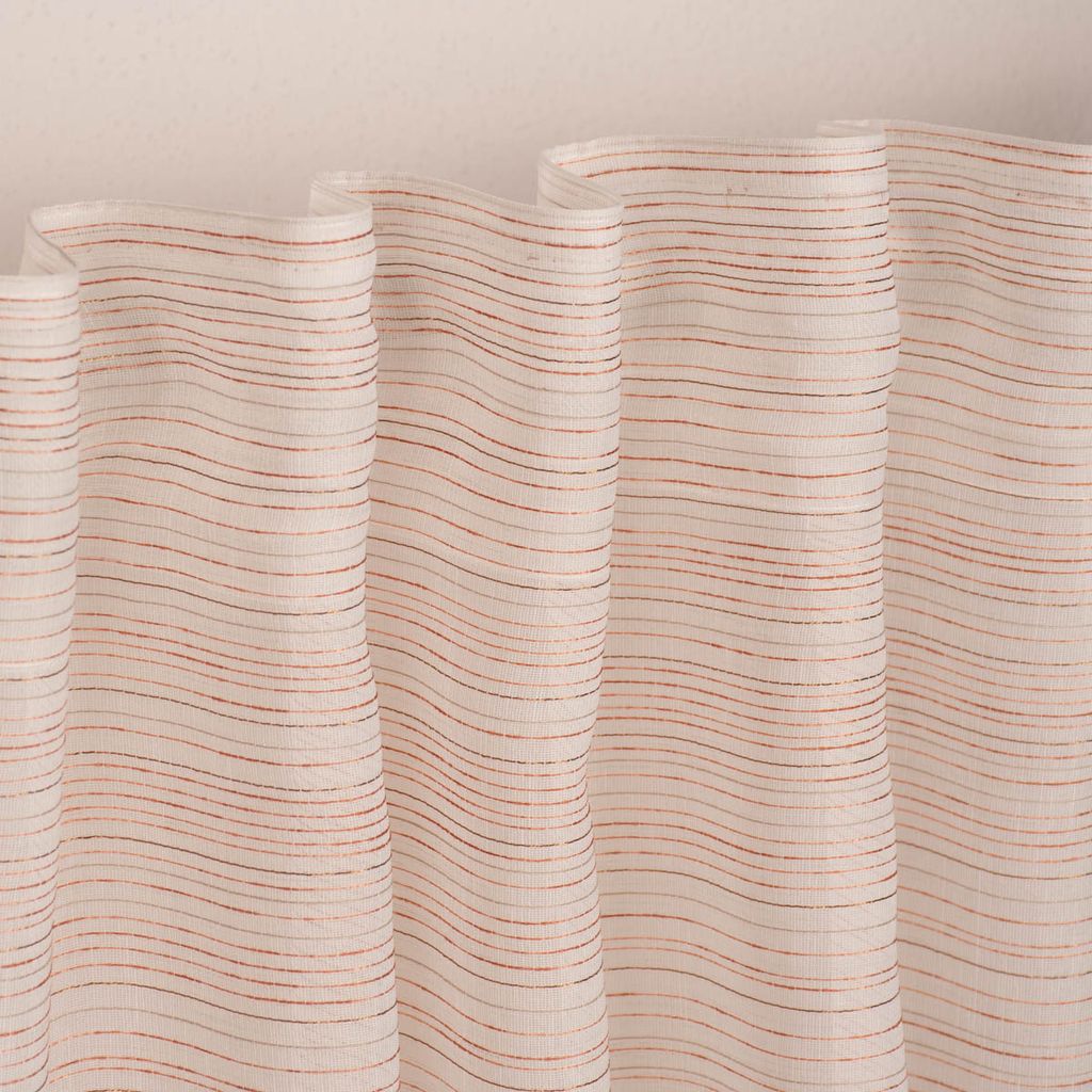 Fertigschal mit Schlaufenband bestickt schmale Querstreifen weiß orange grau kupferfarbig 140x245cm