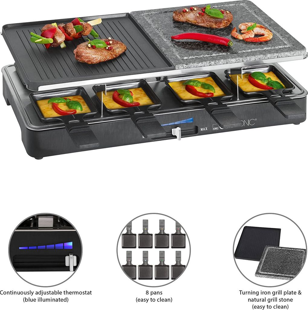 Clatronic®️ Raclette z gorącym kamieniem i odwracalną Zdjęcie produktu 13