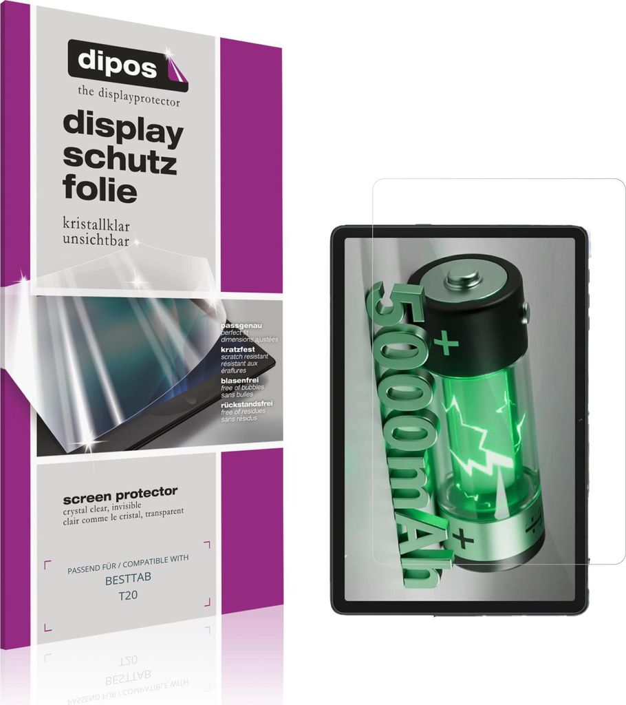 2x Schutzfolie für BESTTAB T20 klar Displayschutzfolie Folie Display Schutz dipos