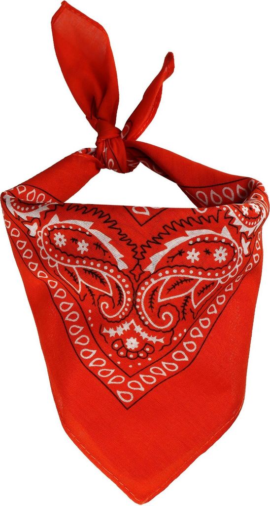 Bandana Tuch Paisley Muster 02 blutorange weiß quadratisches Kopftuch