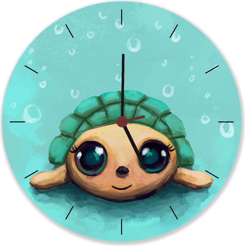 Schildkröte in Wasserfarbenoptik Wanduhr aus Alu
