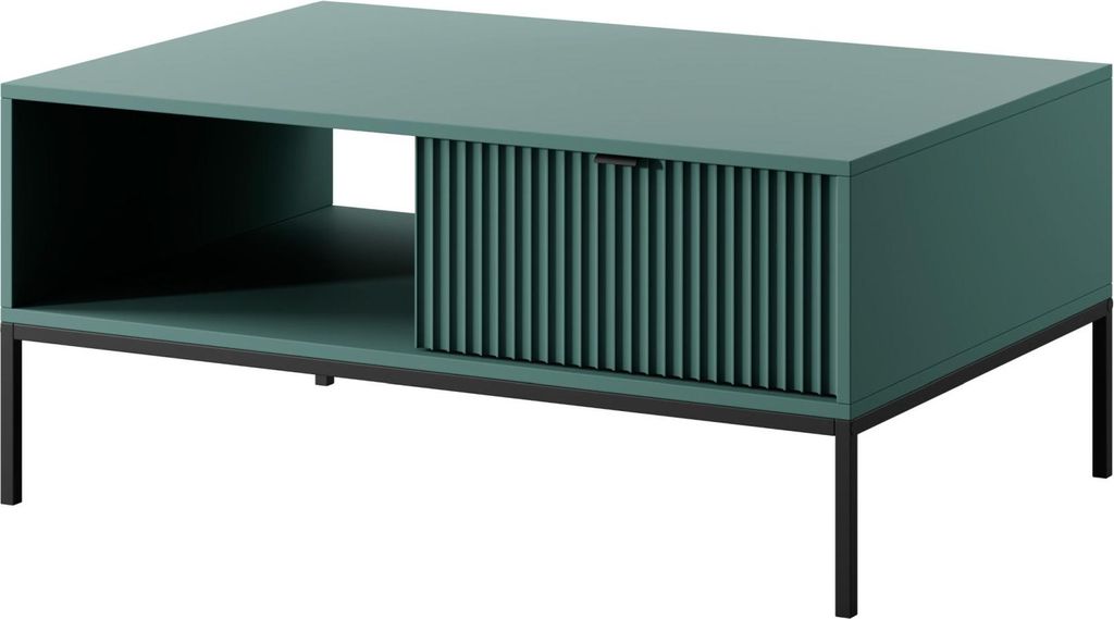 Selsey Vellore – Couchtisch mit Schublade und schwarzem Gestell, Grün, 104 x 68 cm
