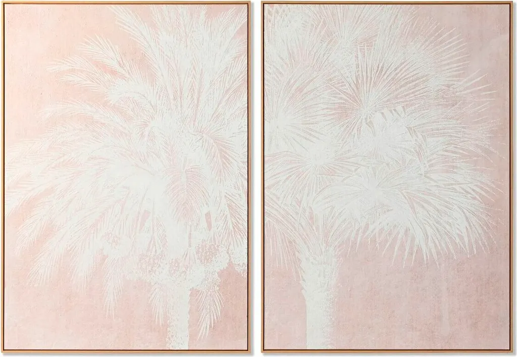 Tableau Tropical Géant Blanc et Beige 100 x 140 cm Châssis Epais de 4cm