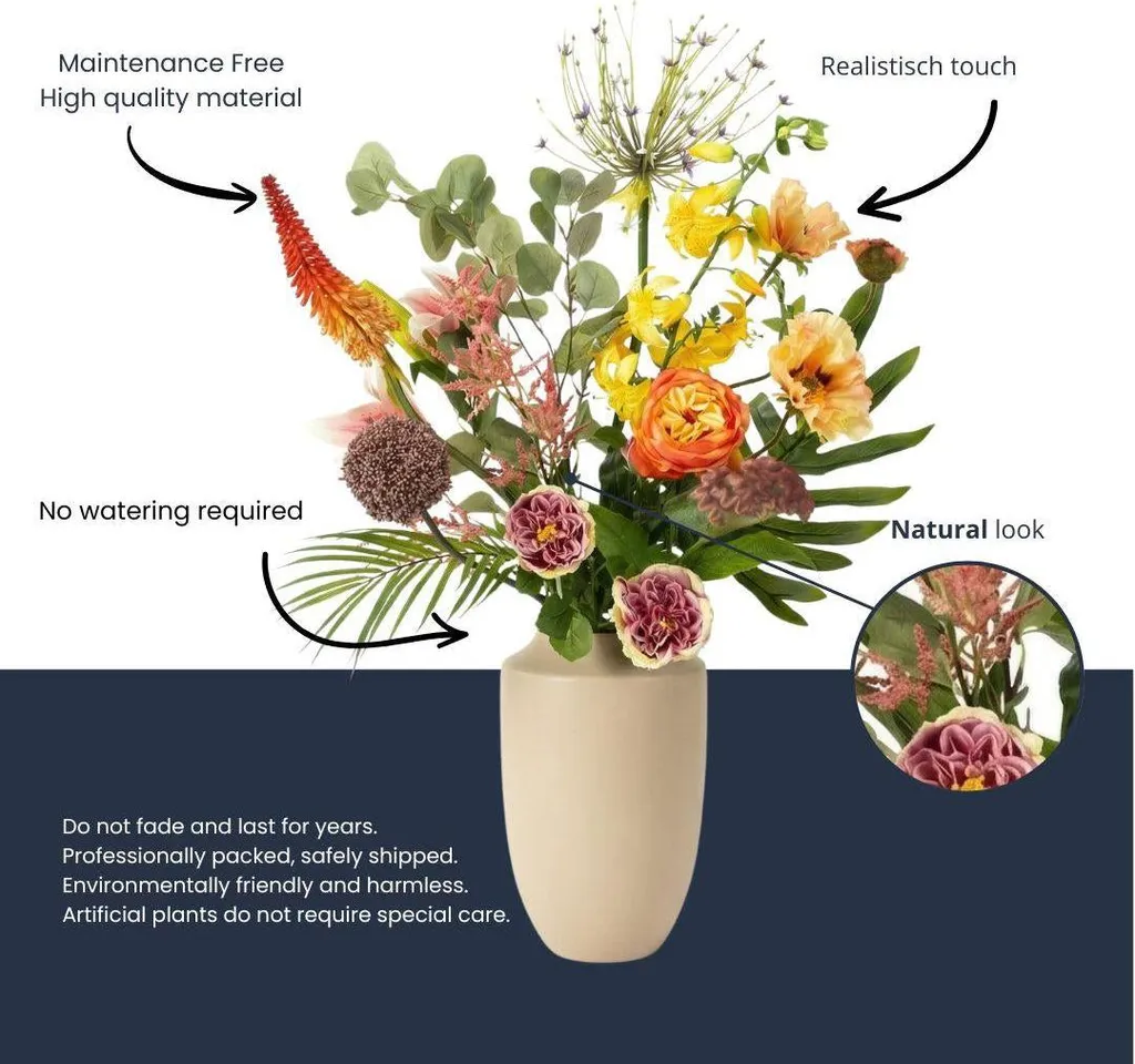 Bouquet de fleurs exotiques artificielles 105 cm 13 tiges Real Touch - 8