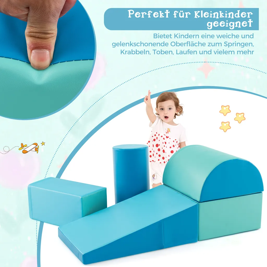 Cubes Géants en Mousse Souple et Durable - Lot de 5 Modules de Jeu Bleu - 7