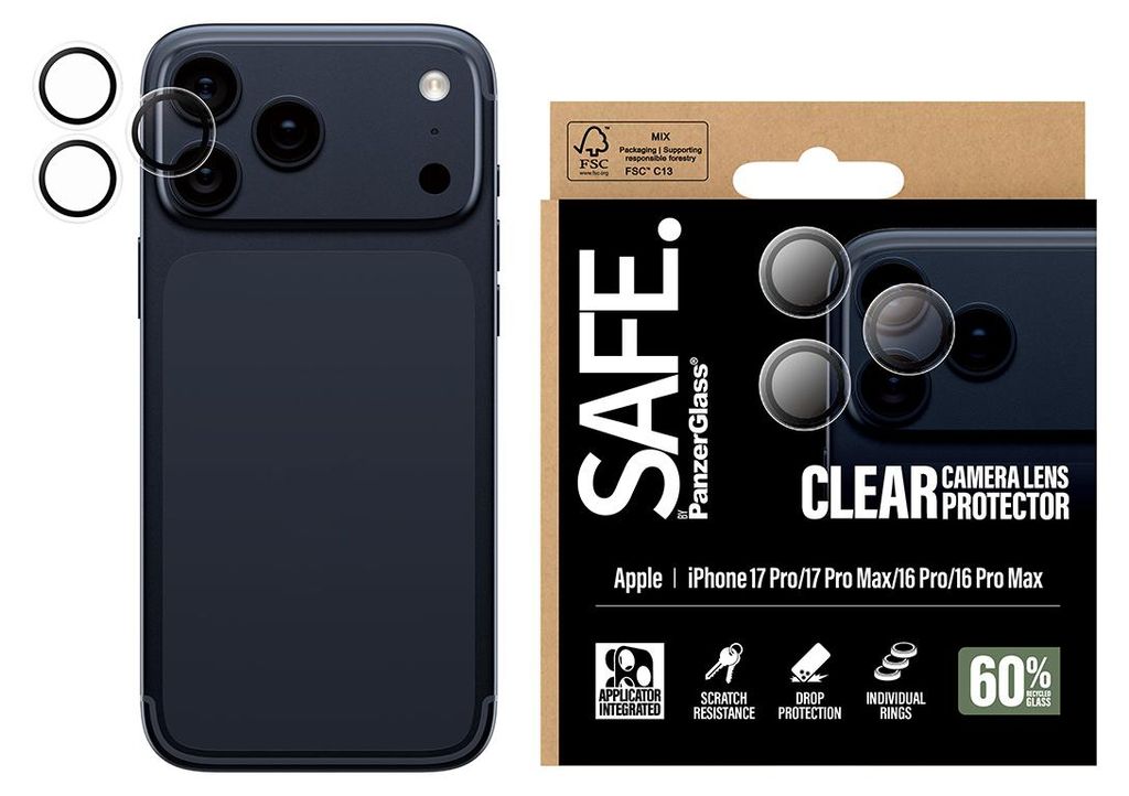 PanzerGlass SAFE. Camera Lens Protector, transparant voor Productafbeelding 