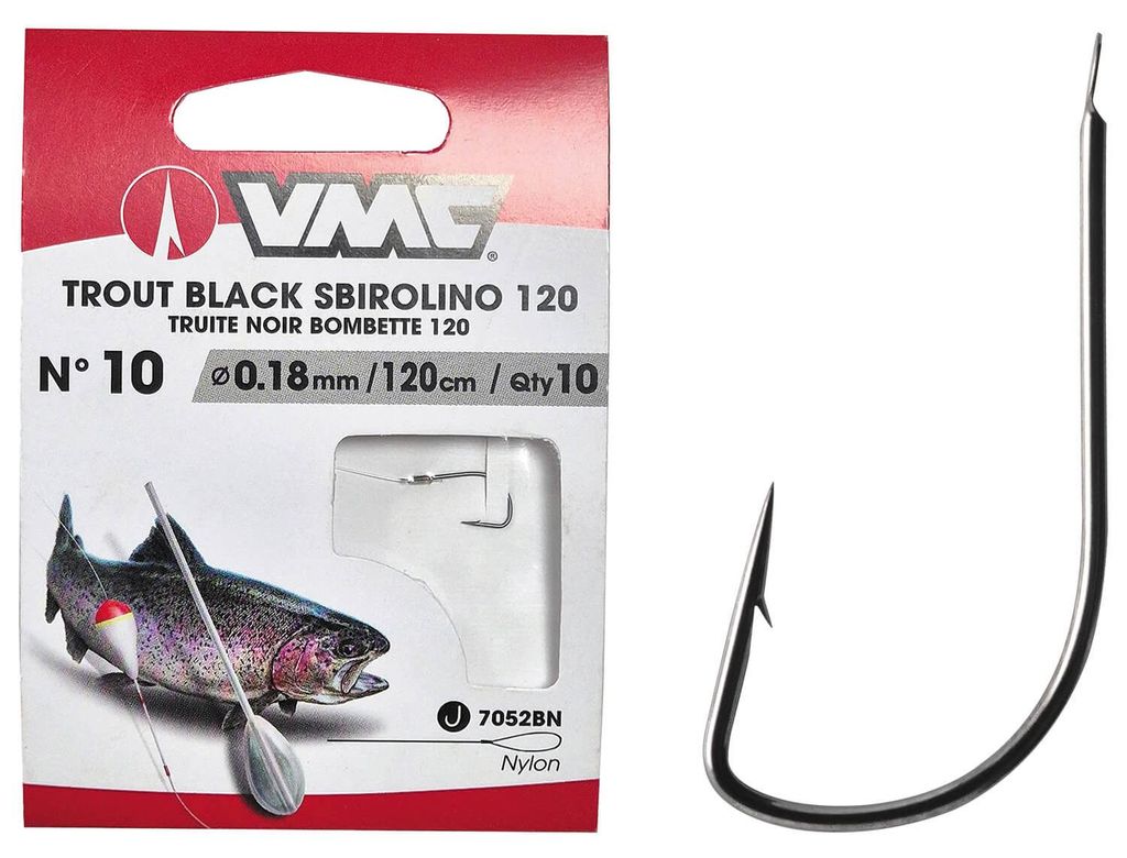 VMC Sbirolino Forellenhaken 7052 Vorfachhaken Schwarz 120cm #8