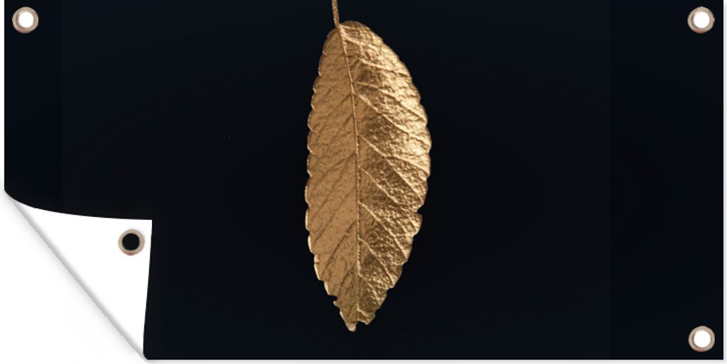 MuchoWow 60x30 cm Outdoor-Poster Gartendeko Sichtschutz Garten Poster für den Garten Blätter - Schwarz - Gold - Luxus - Natur