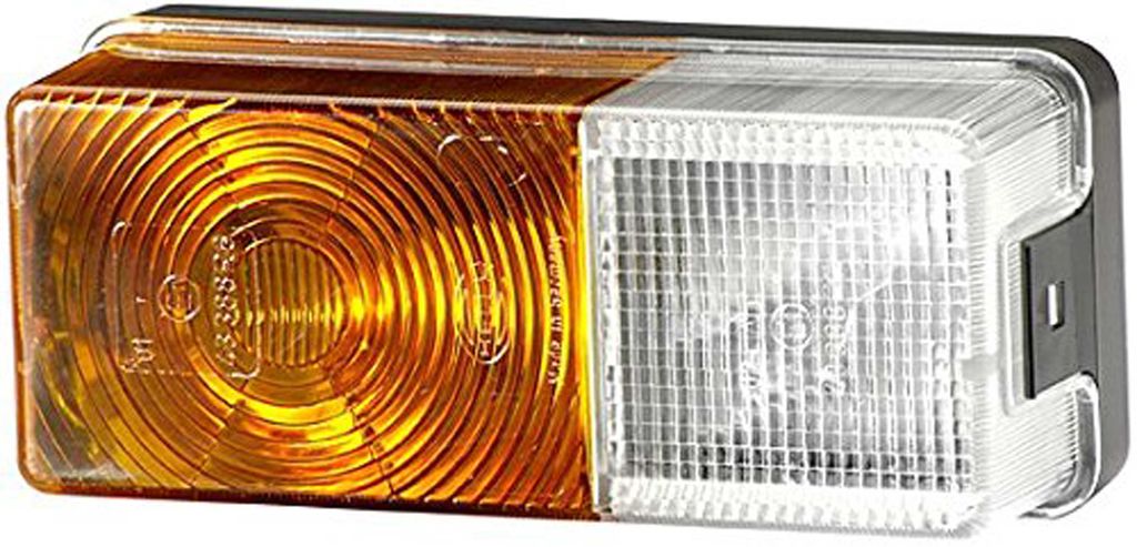 HELLA Blink-Positionsleuchte für waagerechten Anbau, Blinklicht gelb, Positionsleuchte weiß.
