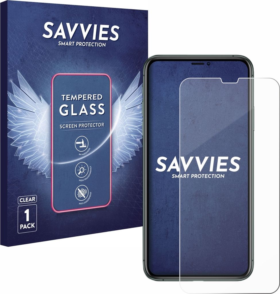 Savvies Schutzglas für Apple iPhone 11 Pro Max Displayschutz 9H Glas klar transparent