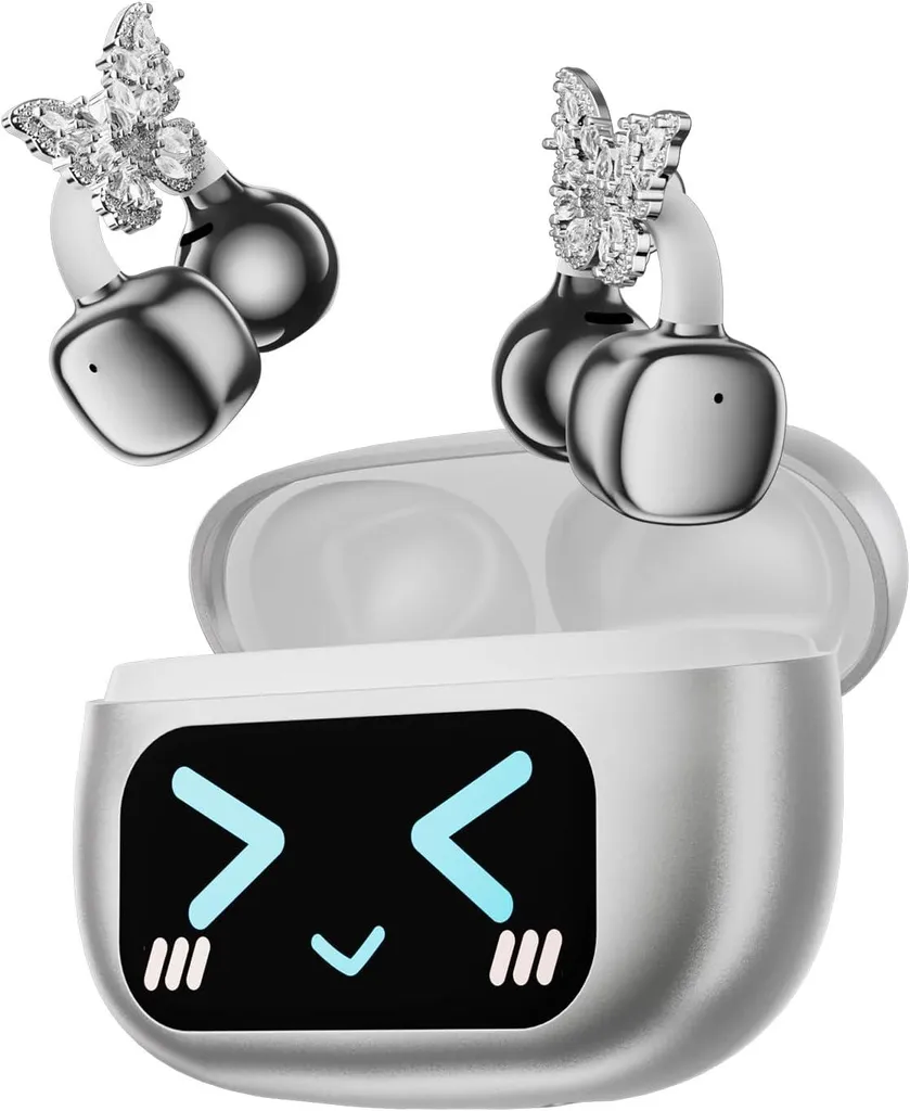 Open Ear Kopfhörer Bluetooth 5.4 Mit Intelligenter Touchscreen,3.7G Sport Kopfhörer,Ip45 Wasserdicht,Ai-Enc Clear Calls,Hy-C02, Diamant-Ohrring