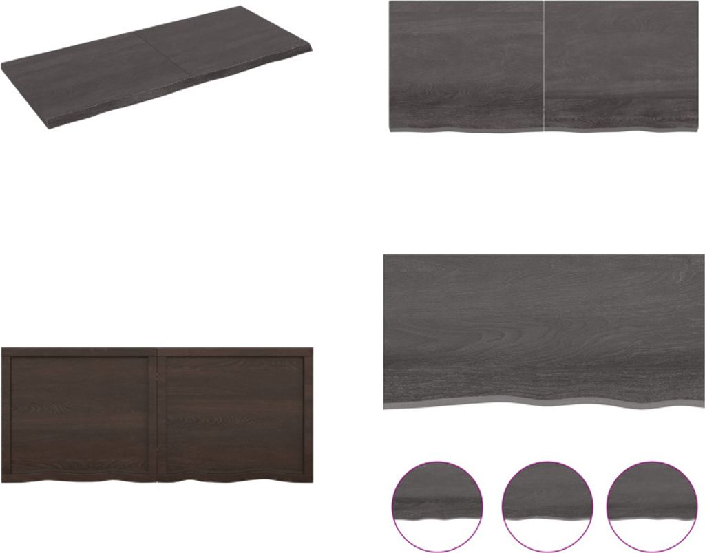 vidaXL Wandregal Dunkelbraun 140x60x(2 4)cm Massivholz Eiche Behandelt - Wandregal - Wandregale - Wandboard - Hängeregal