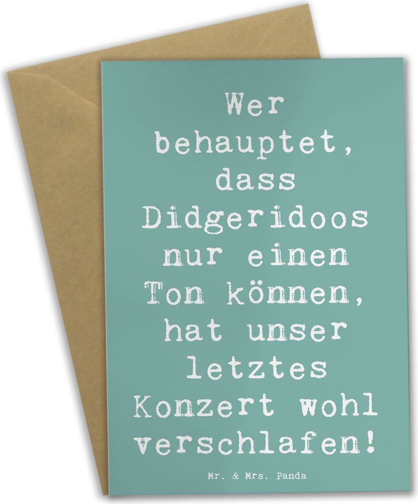 Mr. & Mrs. Panda Beileidskarte Spruch Didgeridoo Konzert - Meeresbrise - Geschenk, einladungskarten, Lernen, spirituell, Musik, Australien, weihnac...