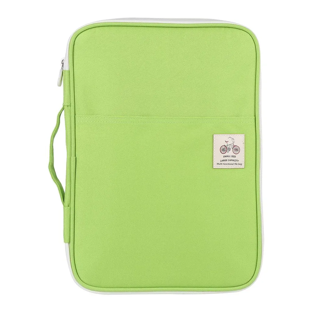 Porte-documents A4 zippé vert clair pour ordinateur et dossiers - 5