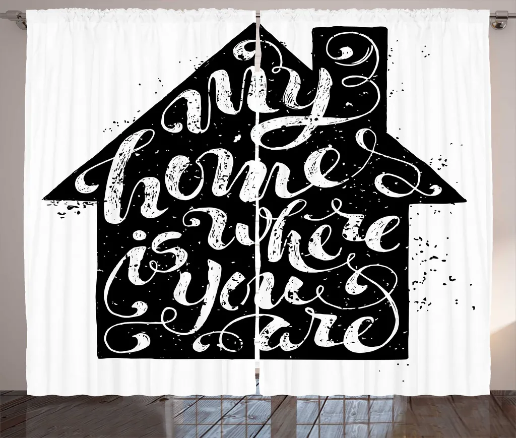 Rideaux Rustiques Gris Anthracite 280x225 cm Motif My Home is Where You Are