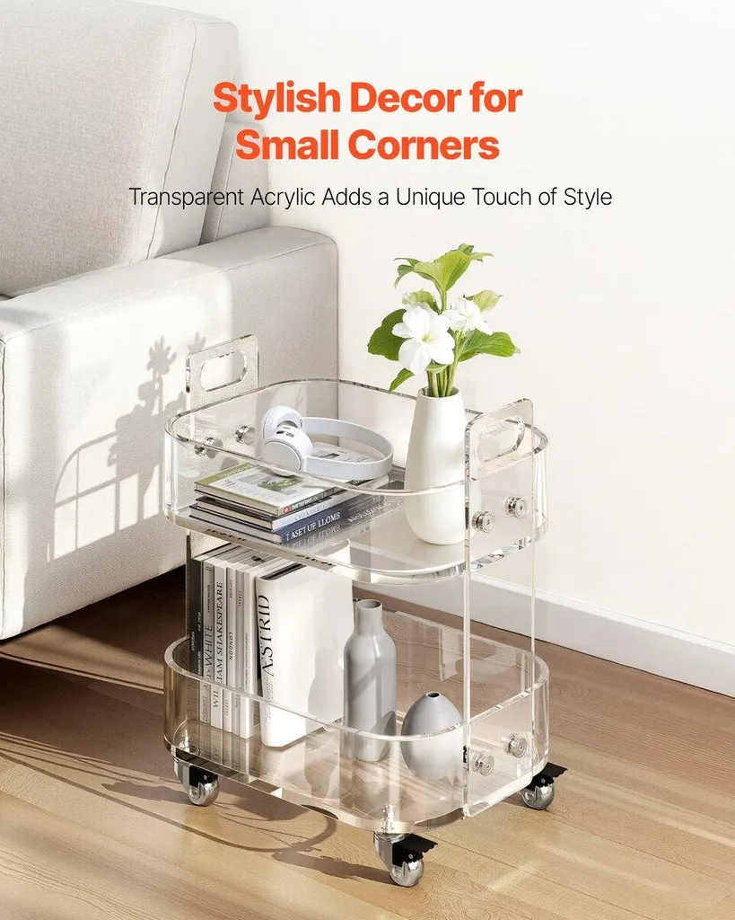 Petite table d'appoint de chambre en acrylique - Bureau mobile discret