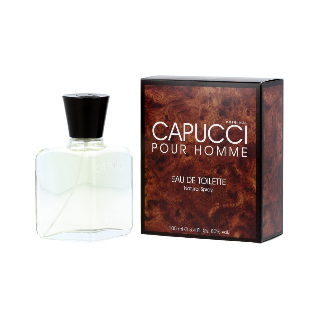 A bottle of Roberto Capucci Pour Homme EDT and its packaging are displayed against a white background.