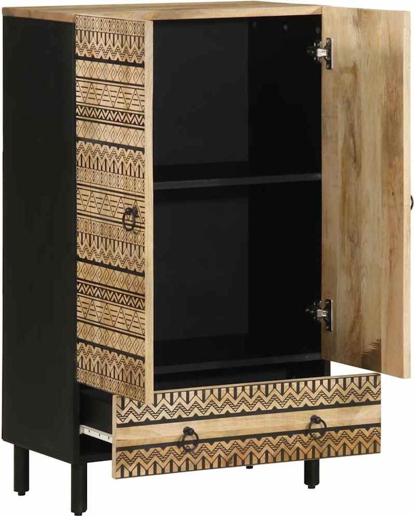 vidaXL Highboard 60x33,5x100 cm Raues Mangoholz