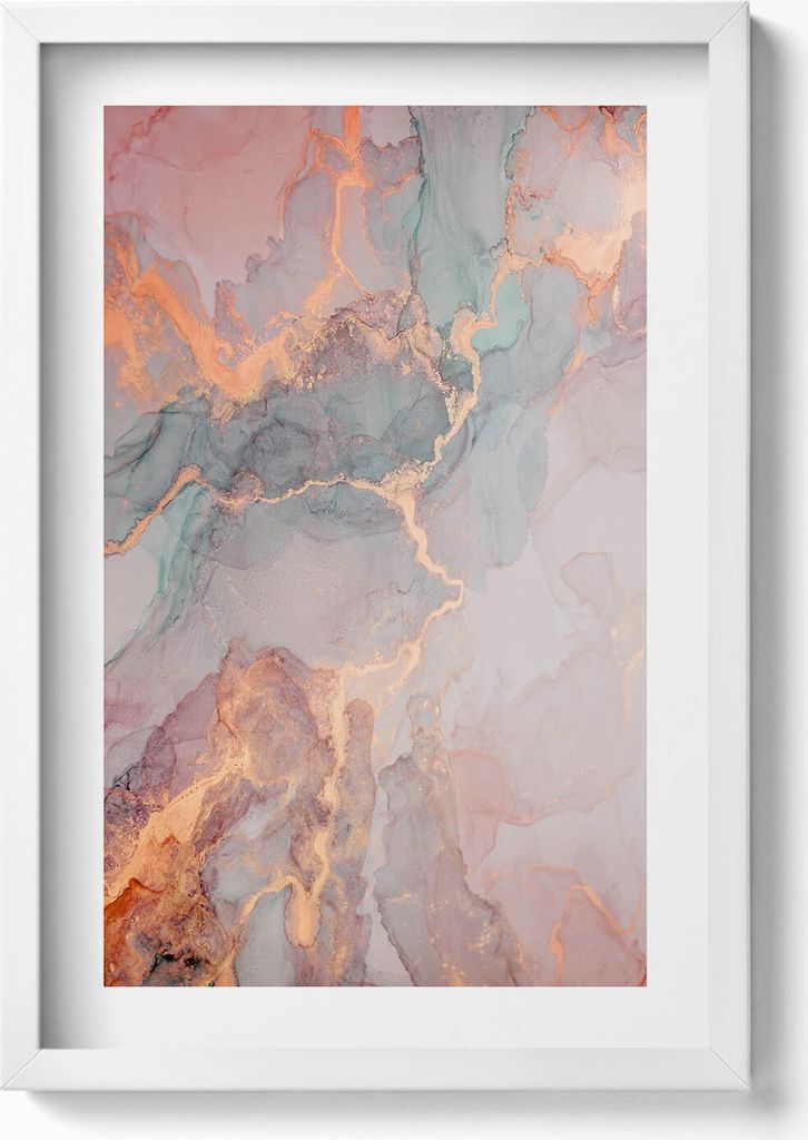 Tekstura marmuru– Wandbild mit Rahmen – Gerahmtes Bild – Wanddekoration – 40x60 cm – Weiß