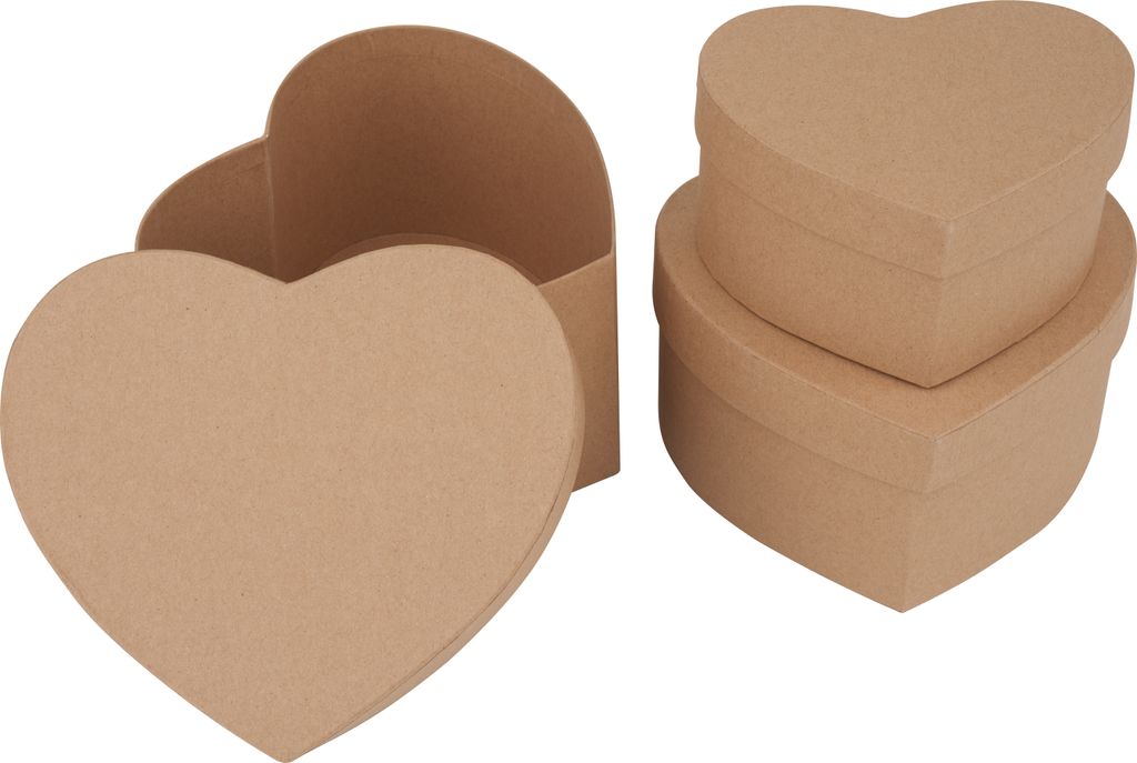 VBS Pappschachteln Herz Set 3er 3 Stk 15cm 13cm 10cm Bastelbox Geschenkboxen