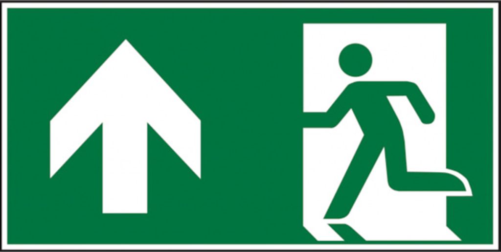 Dreifke Rettungszeichen, Notausgang geradeaus | PVC langnachleuchtend | 600x...