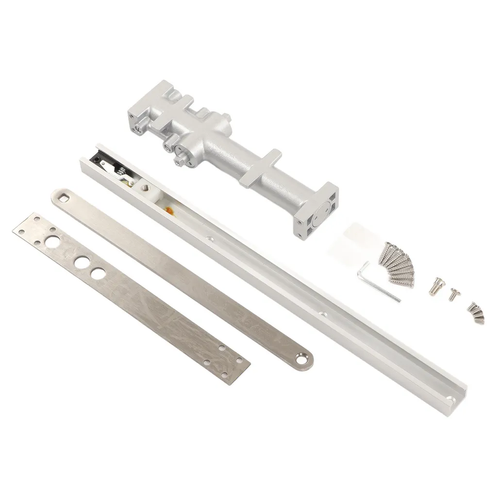Ferme-porte ajustable multi-force en aluminium gris pour accès commerces