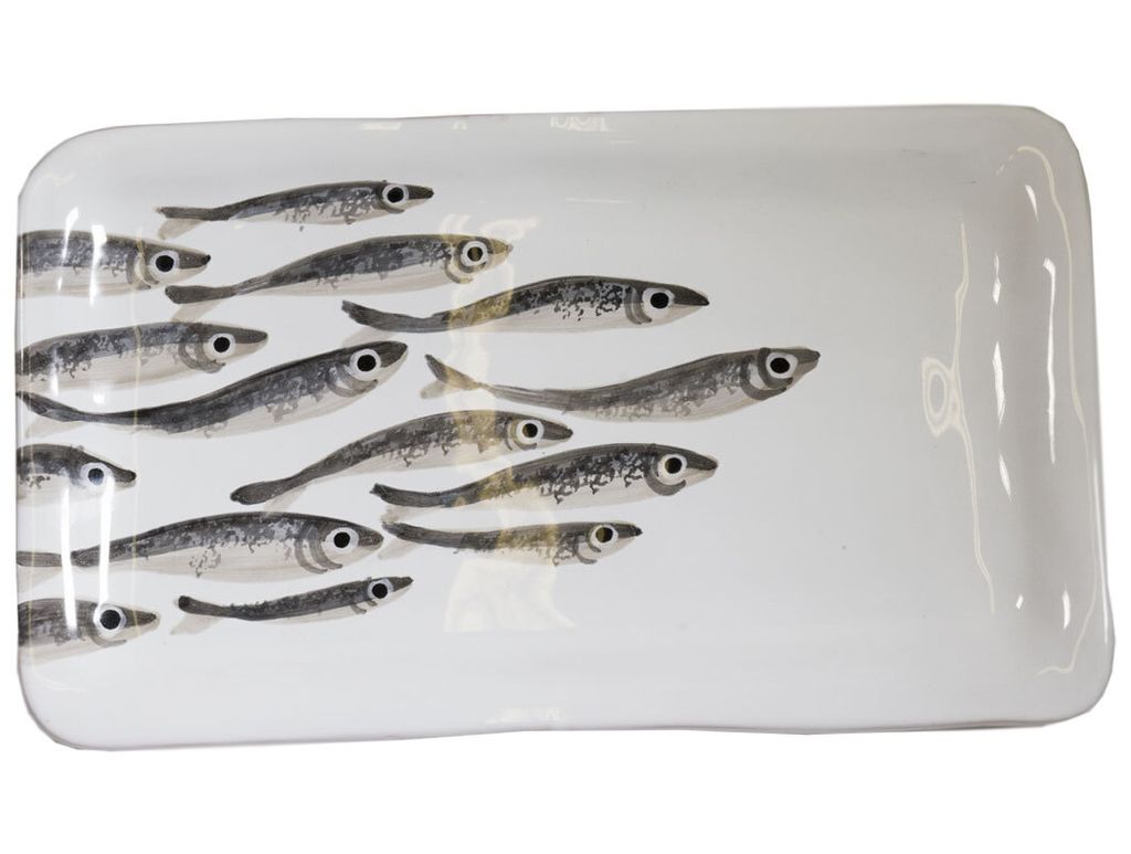 Speiseteller, Servierplatte MARINA SARDINE Fische 36x21cm Virginia Casa