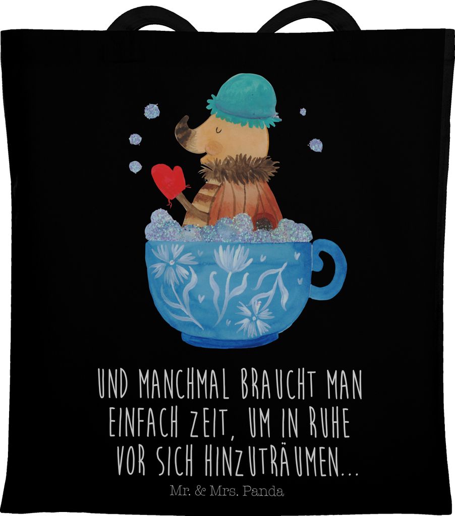 Mr. & Mrs. Panda Stoffbeutel Nachtfalter Schaumbad - Schwarz - Geschenk, Tote Bag, Schultasche, Beutel, Bad, Tasche, Lustige Sprüche, Shopping, Zi...
