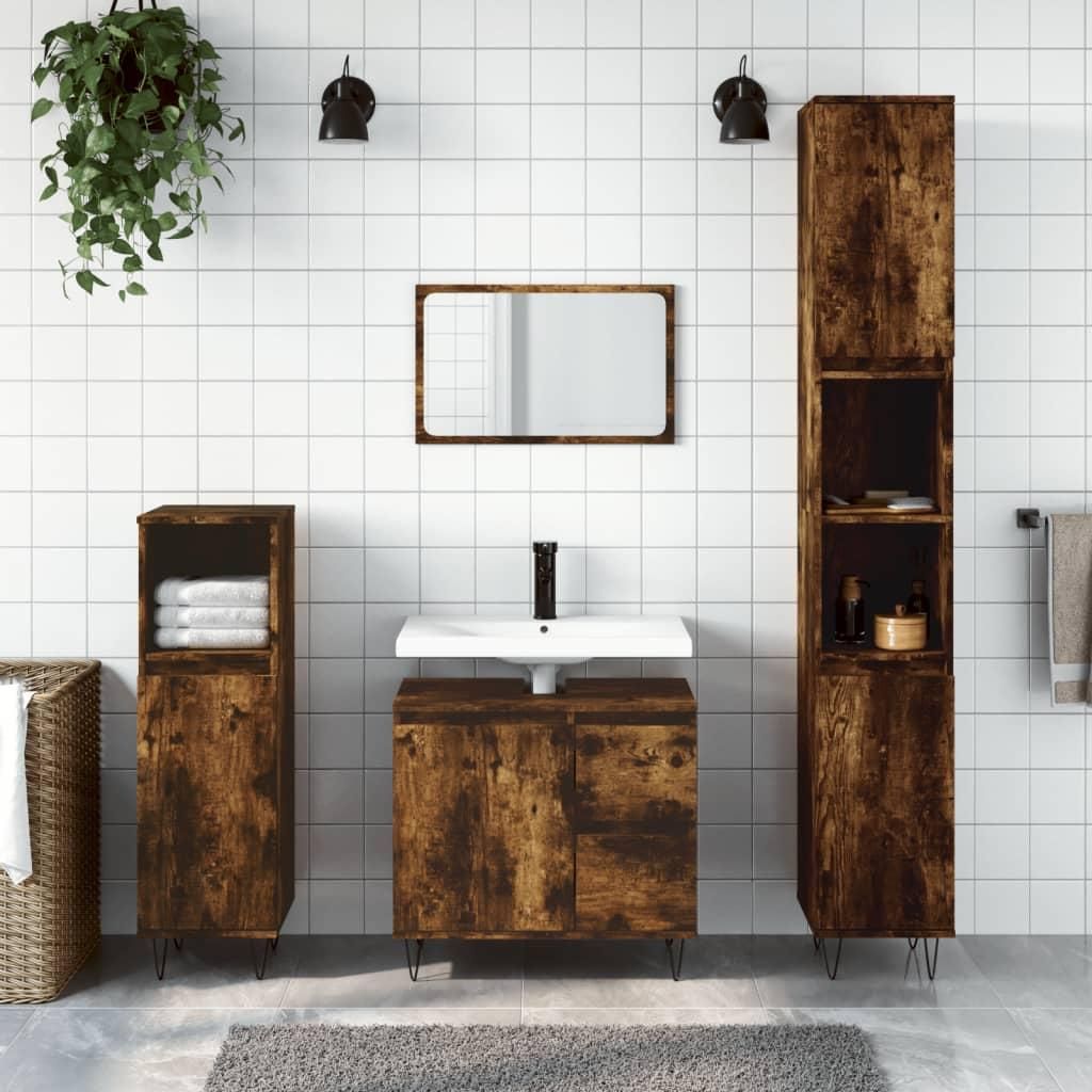 vidaXL Koupelnová skříňka Smoked Oak 30x30x190 cm Materiál Obrázek produktu 