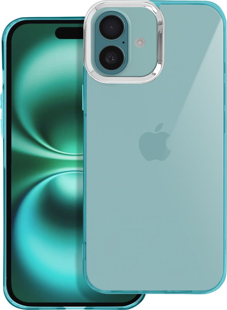 Avizar, Weiche Schutzhülle für iPhone 16 Rand Metallic, Türkis