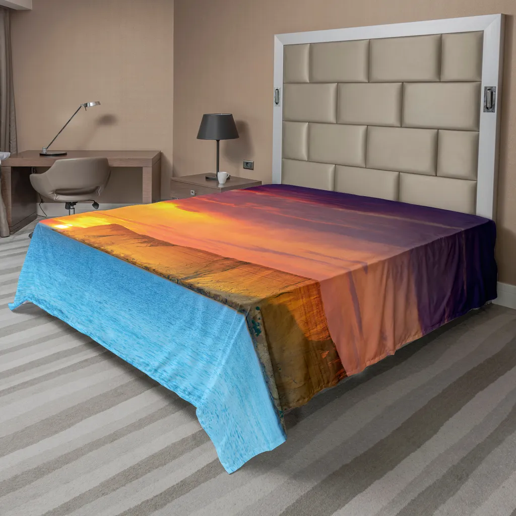 Drap plat sans repassage Océan et Coucher de Soleil - Confort 244x205 cm