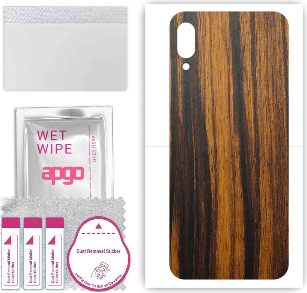 apgo Rückseite Schutzfolie, Skin, kompatibel mit Wiko View3 Lite, Hinten Displayschutzfolie aus Vinylfolie, kratzfest, einfache Montage - Tigerwood