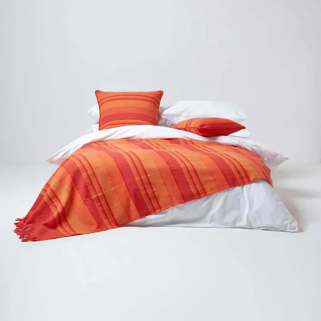 Rideau Terracotta Morocco en Coton Épais à Œillets, Lot de 2 Panneaux