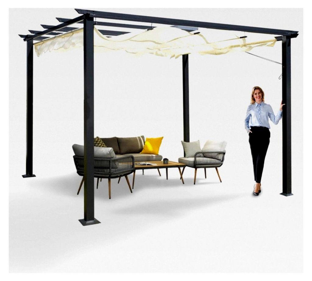 Garten Pergola Pavillon Terrassendach - Milos I 3x3m - wasserdichtes und stabiles Sonnenschutzsystem für Terrasse und freistehenden Pavillon