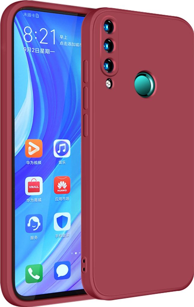 Huawei Enjoy 10 Plus Hülle, LaimTop Slim Liquid Silikon Gel Gummi Schutzhülle für Huawei Enjoy 10 Plus Rot